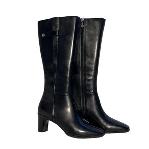 Rockport Kiri Black Leather Tall Boots Heeled Size 8 NWB
